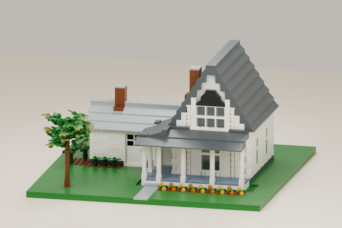 The American Gothic House, brick model from the front
