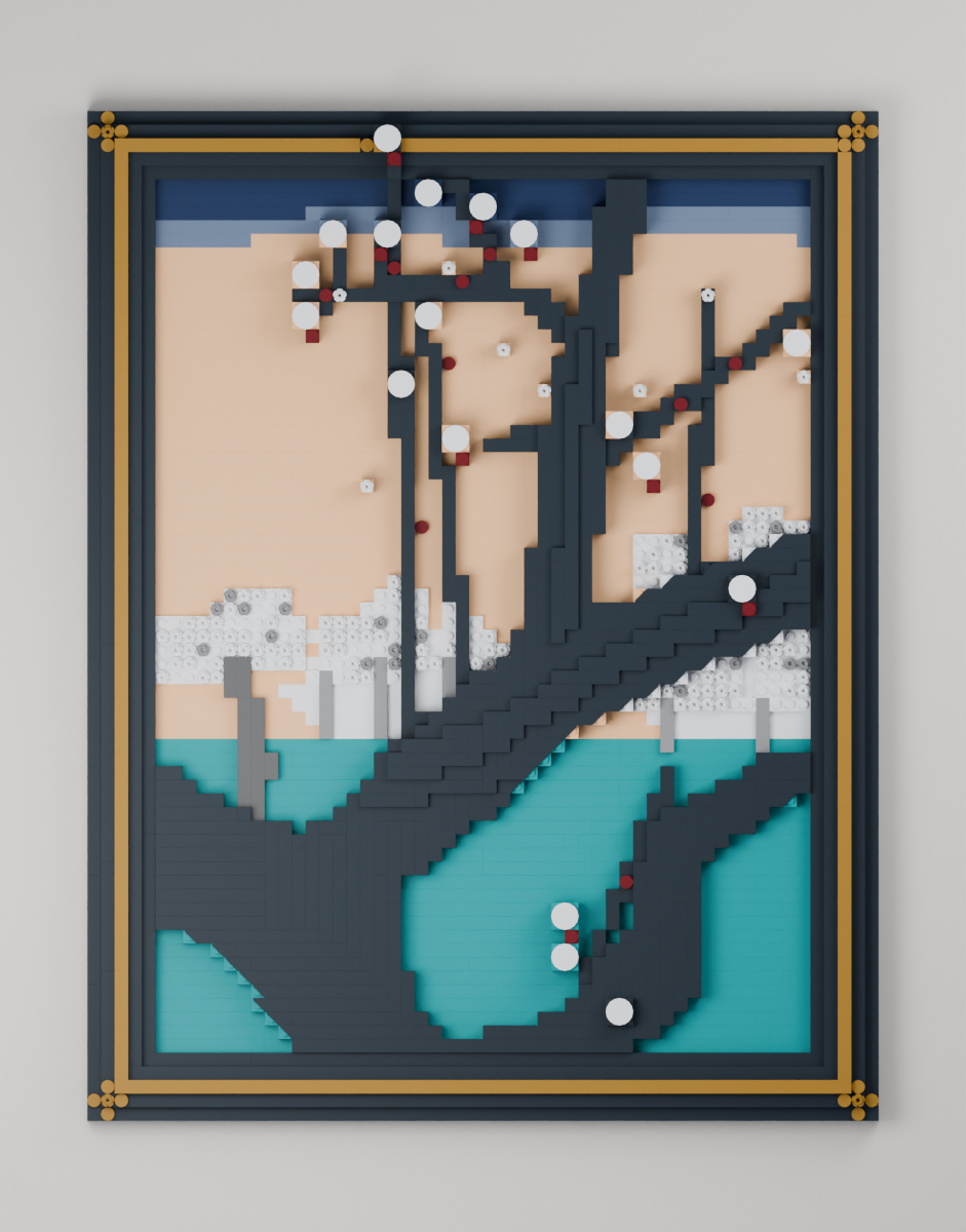 Plum Garden at Kameido, brick painting from the front