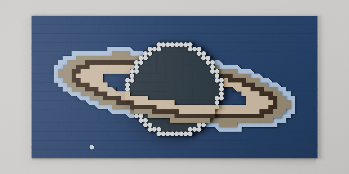 Saturn in Eclipse, brick painting from the front