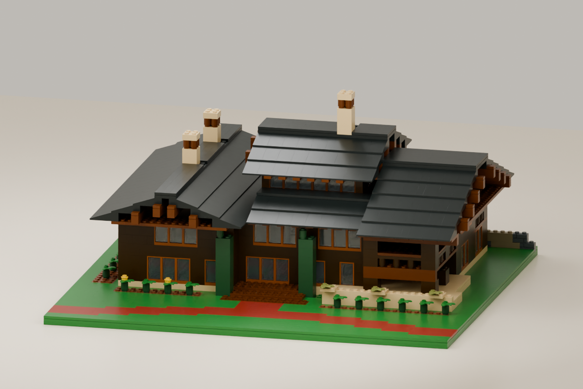The Pasadena Gamble House, brick model from the front