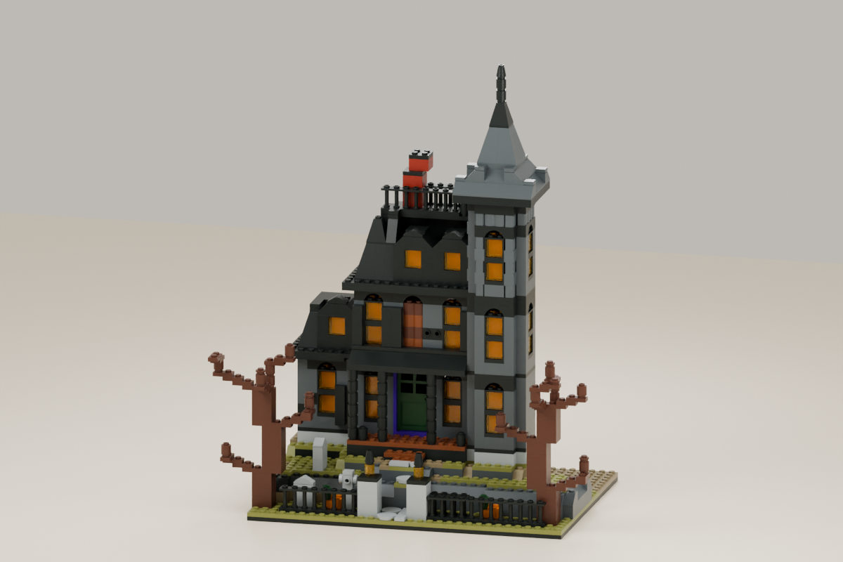 Haunted Victorian Mansion (Starter), brick model from the front