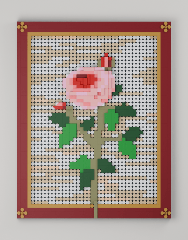 The Cabbage Rose, brick painting from the front