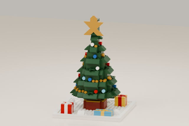 Christmas · Decorated Tree, brick model from the front