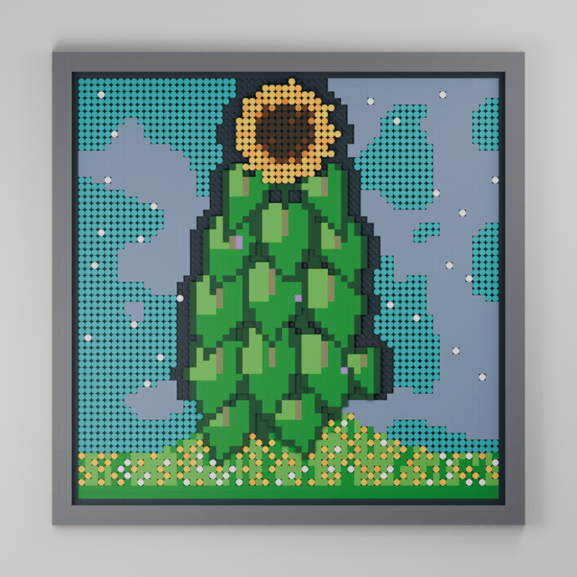 Klimt's Sunflower, brick painting from the front