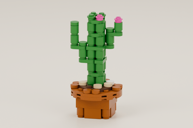 Tiny Cactus, brick model from the front