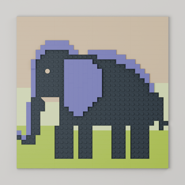 The Zoo Elephant, brick painting from the front