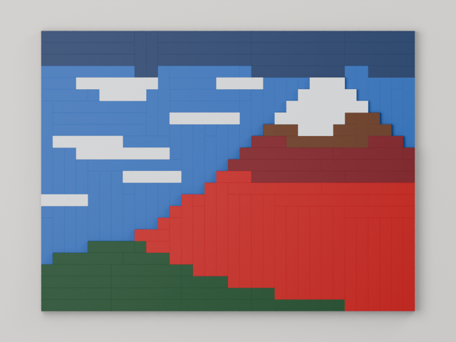 Red Fuji, brick painting from the front