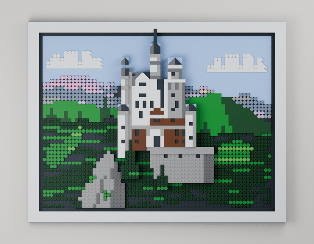 Neuschwanstein, brick painting from the front