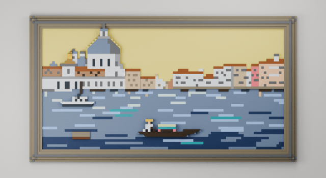 Grand Canal, Venice, brick painting from the front
