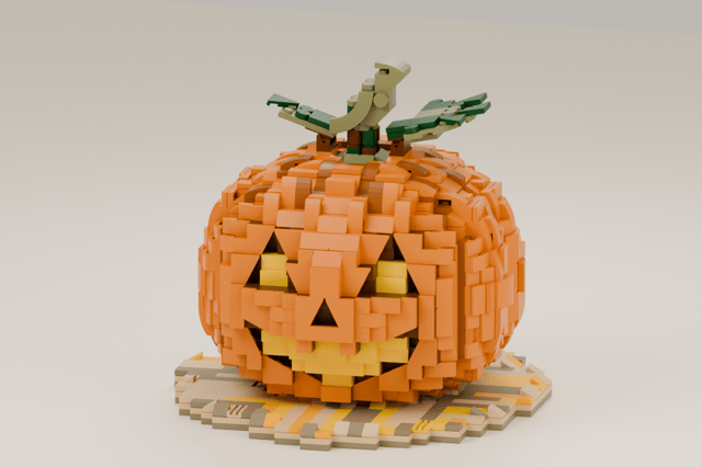 The Giant Jack-o'-Lantern, brick model from the front
