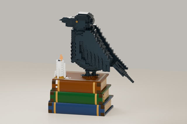 The Raven on the Old Books, brick model from the front
