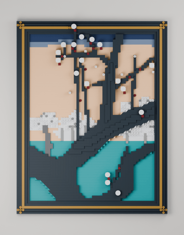 Plum Garden at Kameido, brick painting from the front