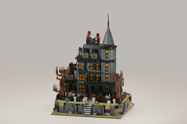 Haunted Victorian Mansion, brick model from the front
