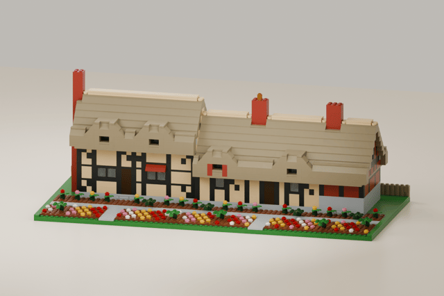 Anne Hathaway's Cottage, brick model from the front