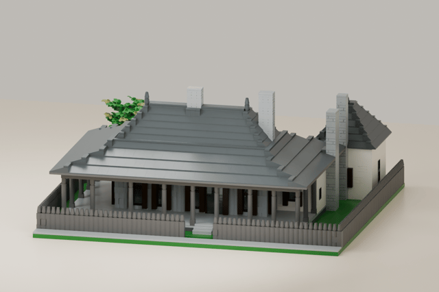 The Bolduc House of Ste. Genevieve, brick model from the front