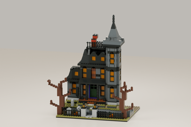 Haunted Victorian Mansion (Starter), brick model from the front