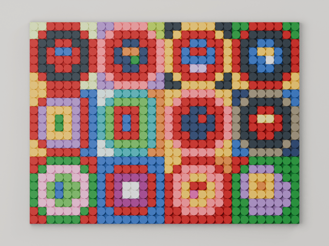 Squares with Concentric Circles, brick painting from the front