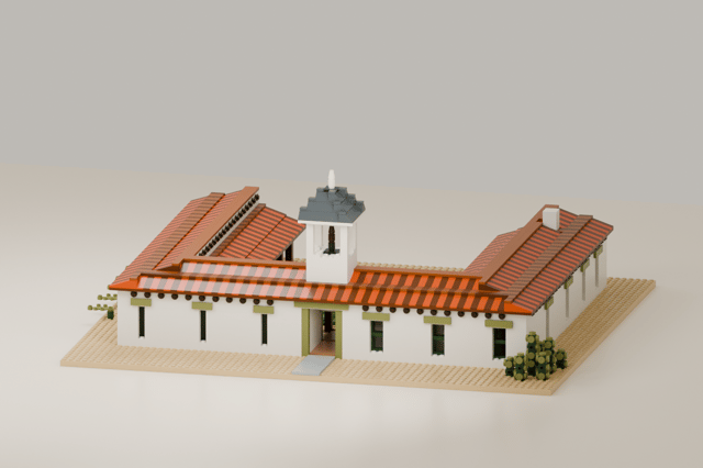 Casa de Estudillo of Old Town San Diego, brick model from the front