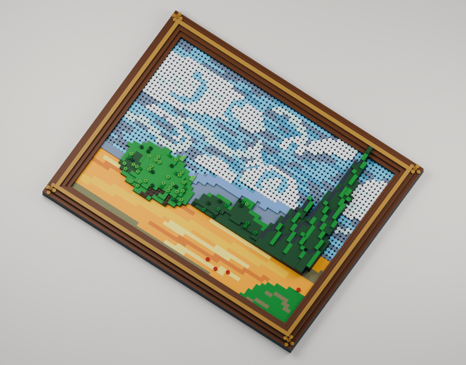 Wheat Field with Cypresses, angled view