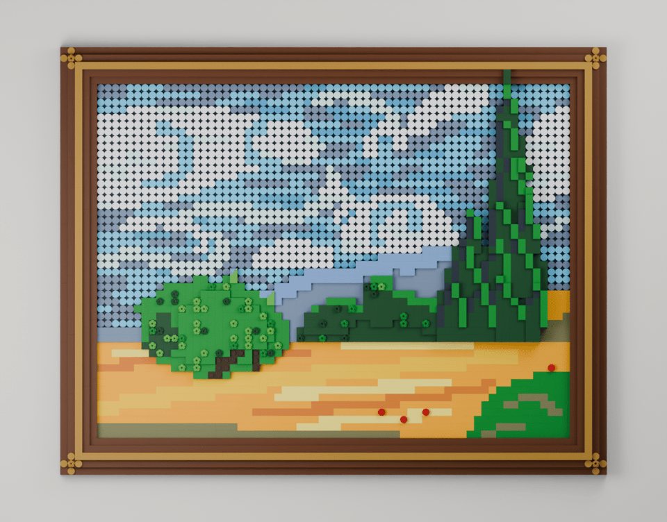 Wheat Field with Cypresses, front view