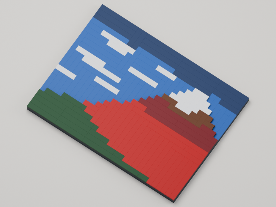 Red Fuji, angled view