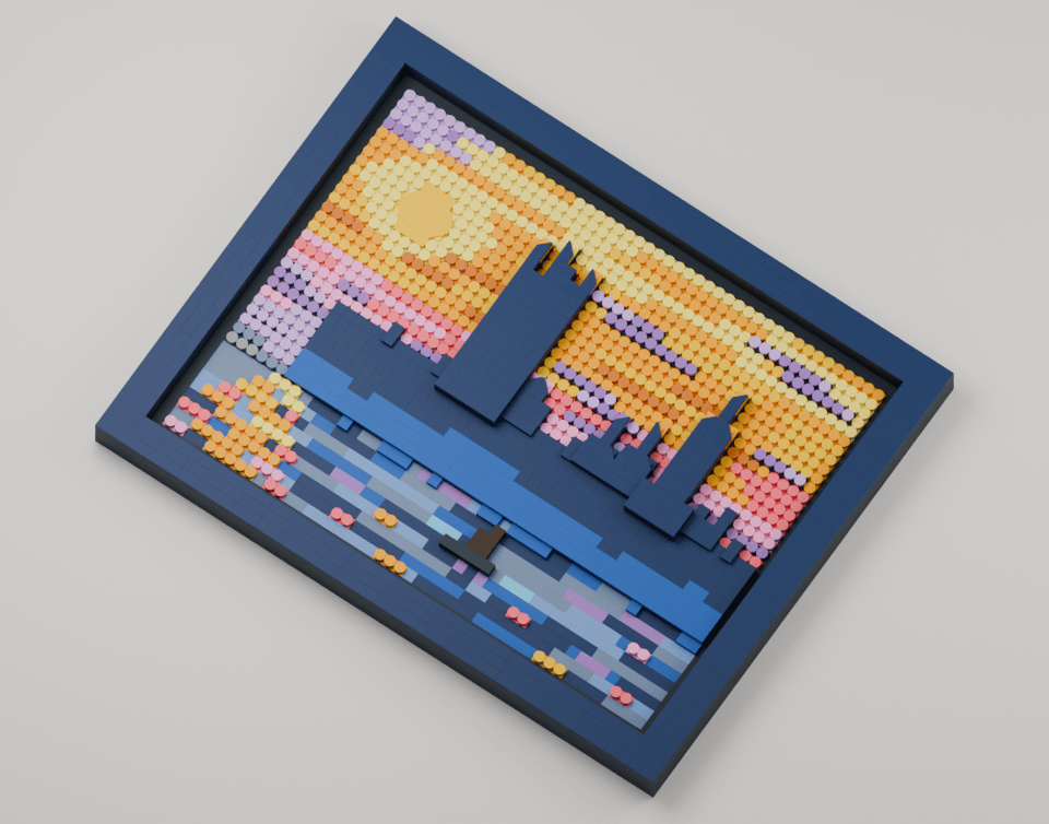 Parliament at Sunset, angled view