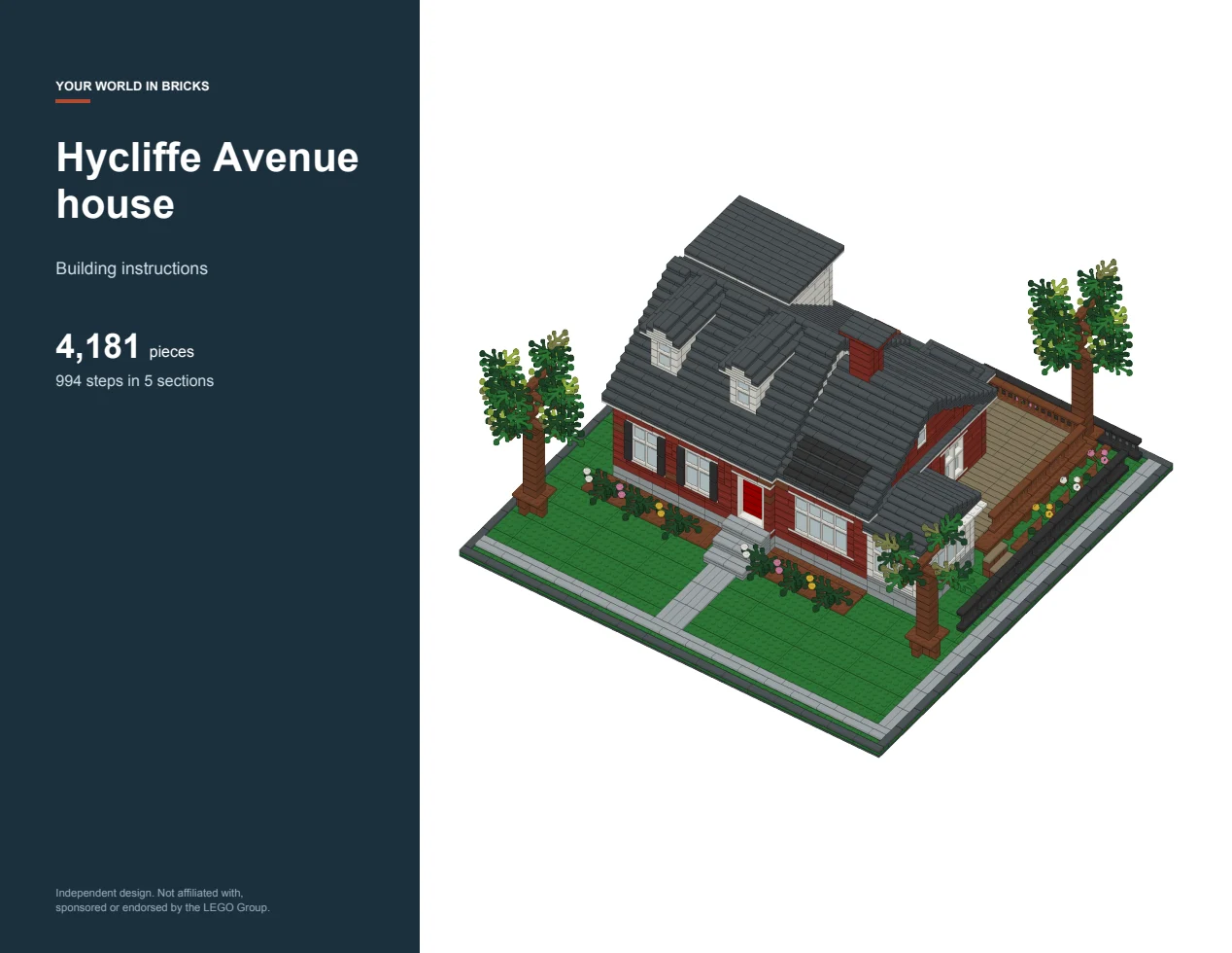Cover of a house instruction book with the finished brick model on it